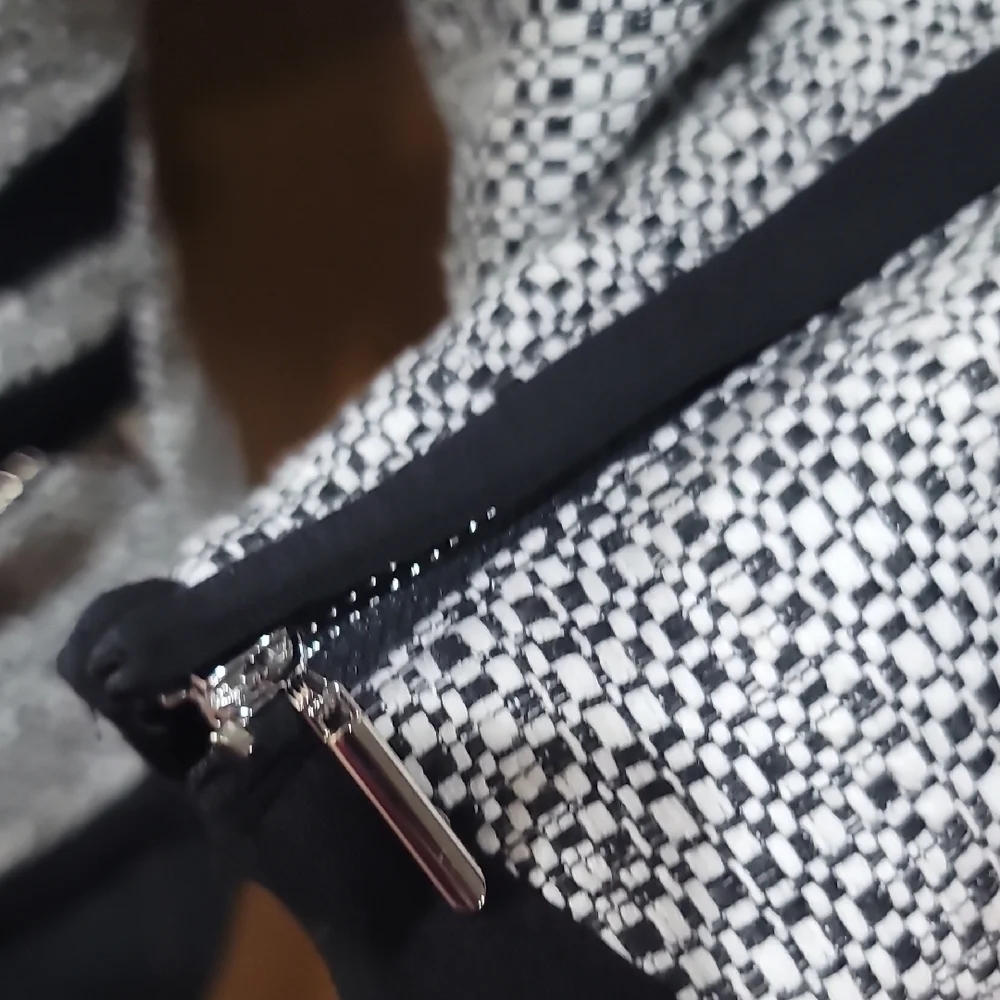White House Black Market Monochrome Zip Blazer
